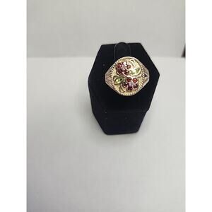 Sterling Silver Flower Garnet Amethyst And Peridot Ring Sz 7
